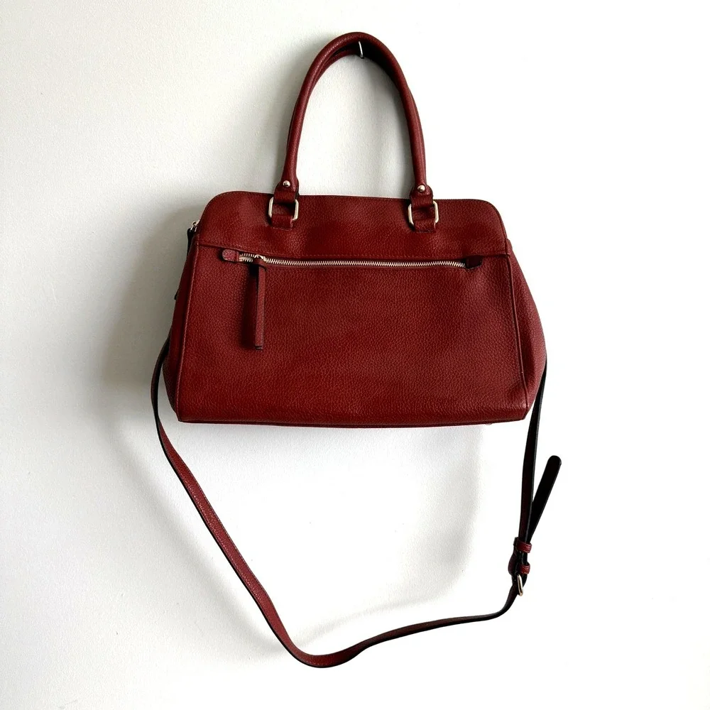 Urban Expressions Vegan Leather Satchel Crossbody Bag Zipper Compartment